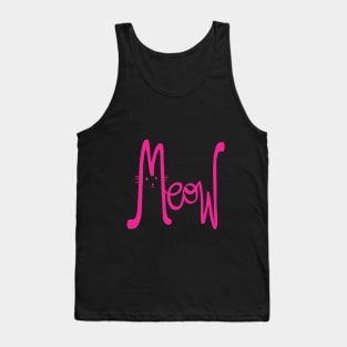 Meow Cute Cat Magenta Minimalist FunnyTypography Tank Top